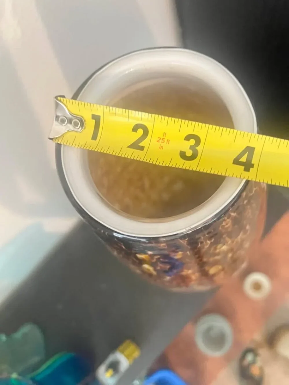Vintage Artisan Hand Blown Glass Vase with Brown and Amber animal Print